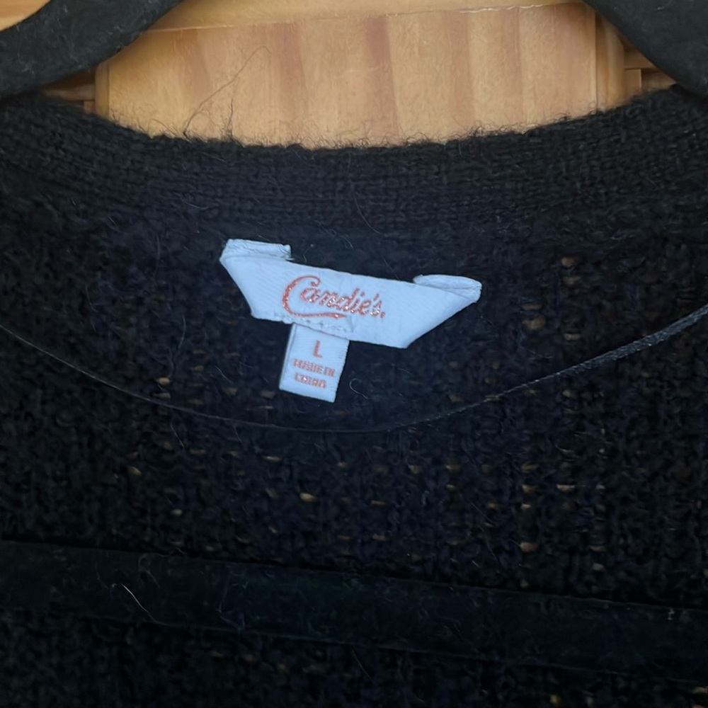 Women's Acrylic Blend Black Open-Front Sweater by Candie's [Size L] - Picture 2 of 12